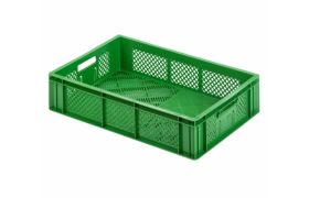 Plastkasse R - perf. 600x400x133 mm - grøn