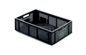 Plastkasse R - perf. 600x400x171 mm - sort