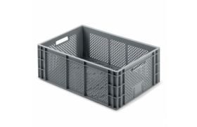 Plastkasse R - perf. 600x400x223 mm - grå