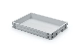 Plastkasse UNISTA 600x400x75 mm u/hå.hul - lysgrå