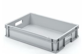 Plastkasse UNISTA L120 600x400x120 mm m/hå.hul - lysgrå