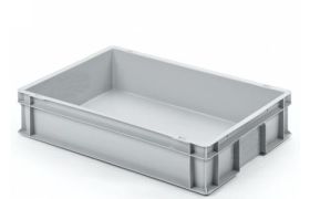 Plastkasse UNISTA 600x400x120 mm u/hå.hul lysgrå