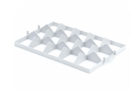 Glasindlæg 3x5 rum - Overdel - grå