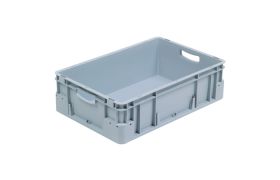 Plastkasse S - 600x400x180 mm m/hå.hul - Grå