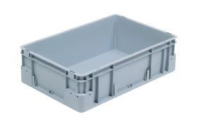 Plastkasse S - 600x400x180 mm u/hå.hul - Grå