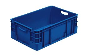Plastkasse S - 600x400x220 mm m/hå.hul - Blå