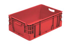 Plastkasse S - 600x400x220 mm m/hå.hul - Rød