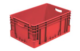 Plastkasse S - 600x400x270 mm m/hå.hul - Rød