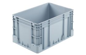 Plastkasse S - 600x400x320 mm u/hå.hul - Grå