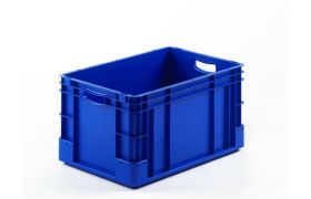 Plastkasse S - 600x400x320 mm m/hå.hul - Blå