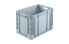Plastkasse S - 600x400x420 mm m/hå.hul - Grå