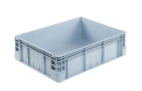 Plastkasse S - 800x600x220 mm u/hå.hul - Grå