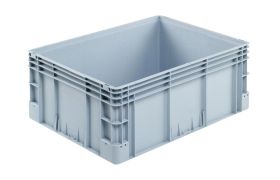 Plastkasse S - 800x600x320 mm u/hå.hul - Grå
