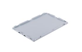 Låg til plastkasse S - 600x400 mm m/låsemek. - grå