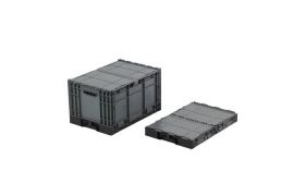 Foldekasse med låg 600x400x340 mm - grå/sort