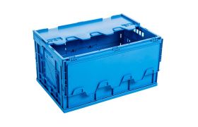 Foldekasse W - 62L - 600x400x330/85 mm m/låg - blå