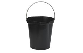 Plastspand 12 liter m/rustfri hank - sort
