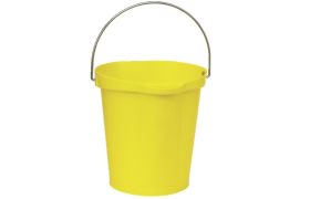 Plastspand 12 liter m/rustfri hank - gul