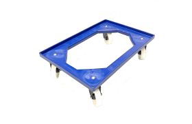 Tralle 620x420 mm m/4 plastdrejgf / nylonhj. - blå