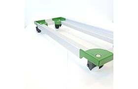 Tralle 805x275mm - m/4 plastdrejgf, ø70 - nyl.hjul - Grøn