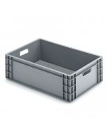 Plastlåda R - 600x400x186 mm m/hål - grå
