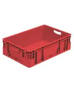 Plastlåda S - 600x400x180 mm m/hål - Röd