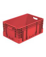Plastlåda S - 600x400x270 mm m/hål - Röd