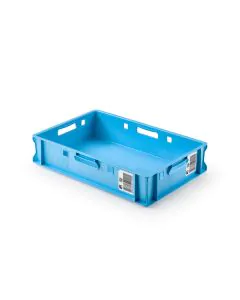 Köttlåda E1 - 600x400x125 mm - Ljusblå m/QR-kod