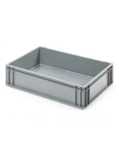 Plastlåda R - 600x400x143 mm m/hål - grå