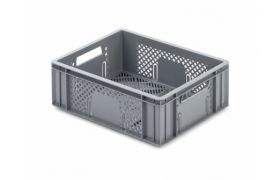 Plastlåda R - perf. 400x300x142 mm - grå