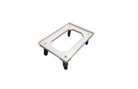 Vagn 610x410 mm - med 4 svängbara leder i stål - gummihjul - Grå