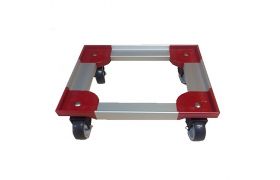 Vagn 345x345mm - med 4 plastsvivlar - TPE-gummihjul - INOX